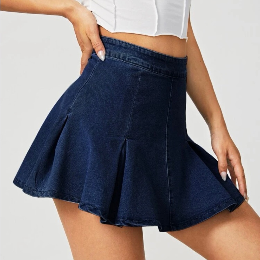 High waist denim skirt